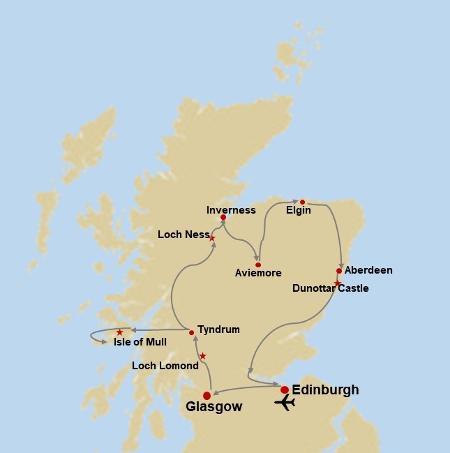  deutschsprachige Busrundreise durch Schottland inkl. Highlands & Mull 